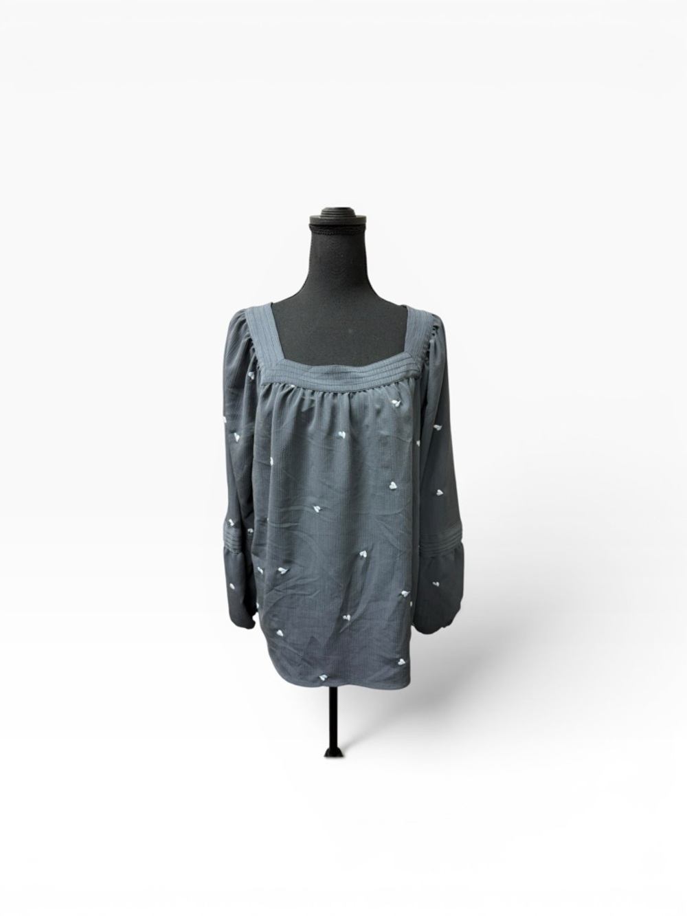 LC Lauren Conrad Blue Blouse XL Boho Peasant Top Embroidered Flowy Chic